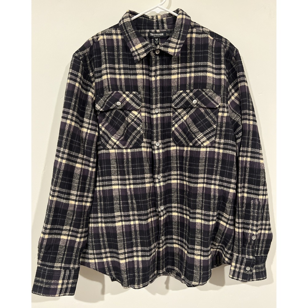 True Religion Men's Workwear Plaid FLANNEL SHIRT Size XL